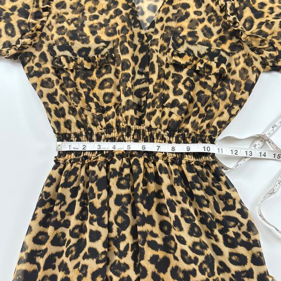 Misa Los Angeles Leopard Print Midi Dress Size Small Boho Statement Flowy Sheer - Picture 14 of 16